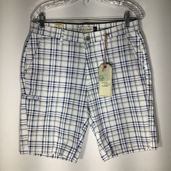 Hudson & Barrow Mens Plaid Chino Shorts Size 30 (Actual 32) NWT - Picture 2 of 13